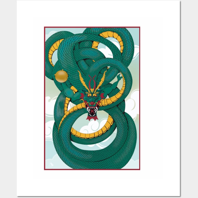 Golden Dragon Wall Art by Red Crown Design